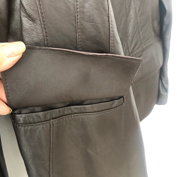 Kasper 100% Genuine Leather brown Jacket with two pockets - Picture 12 of 12